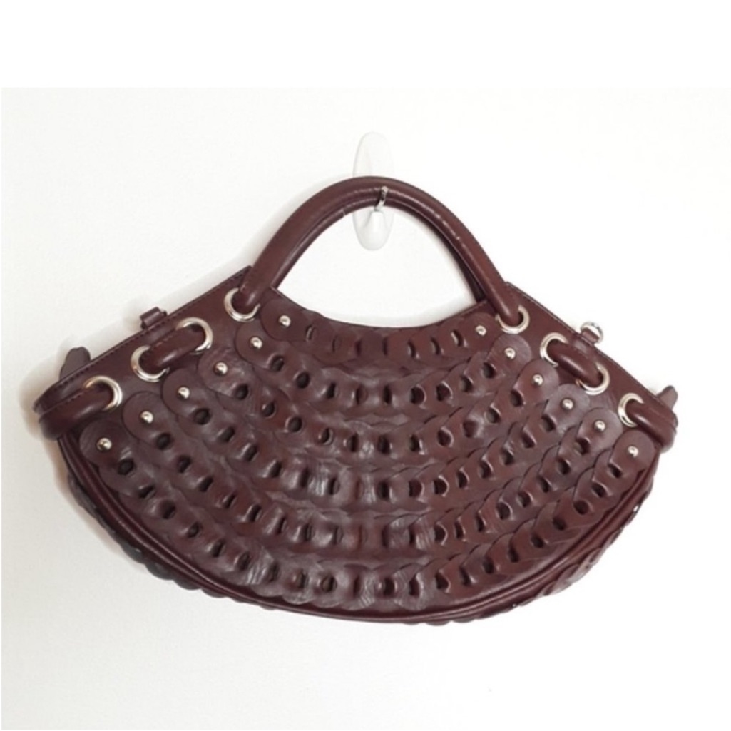 Cozzi Half Moon Woven Leather Bag Euc